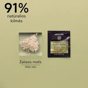 APIVITA EXPRESS BEAUTY veido kaukė su žaliuoju moliu, valomoji 8ml N2